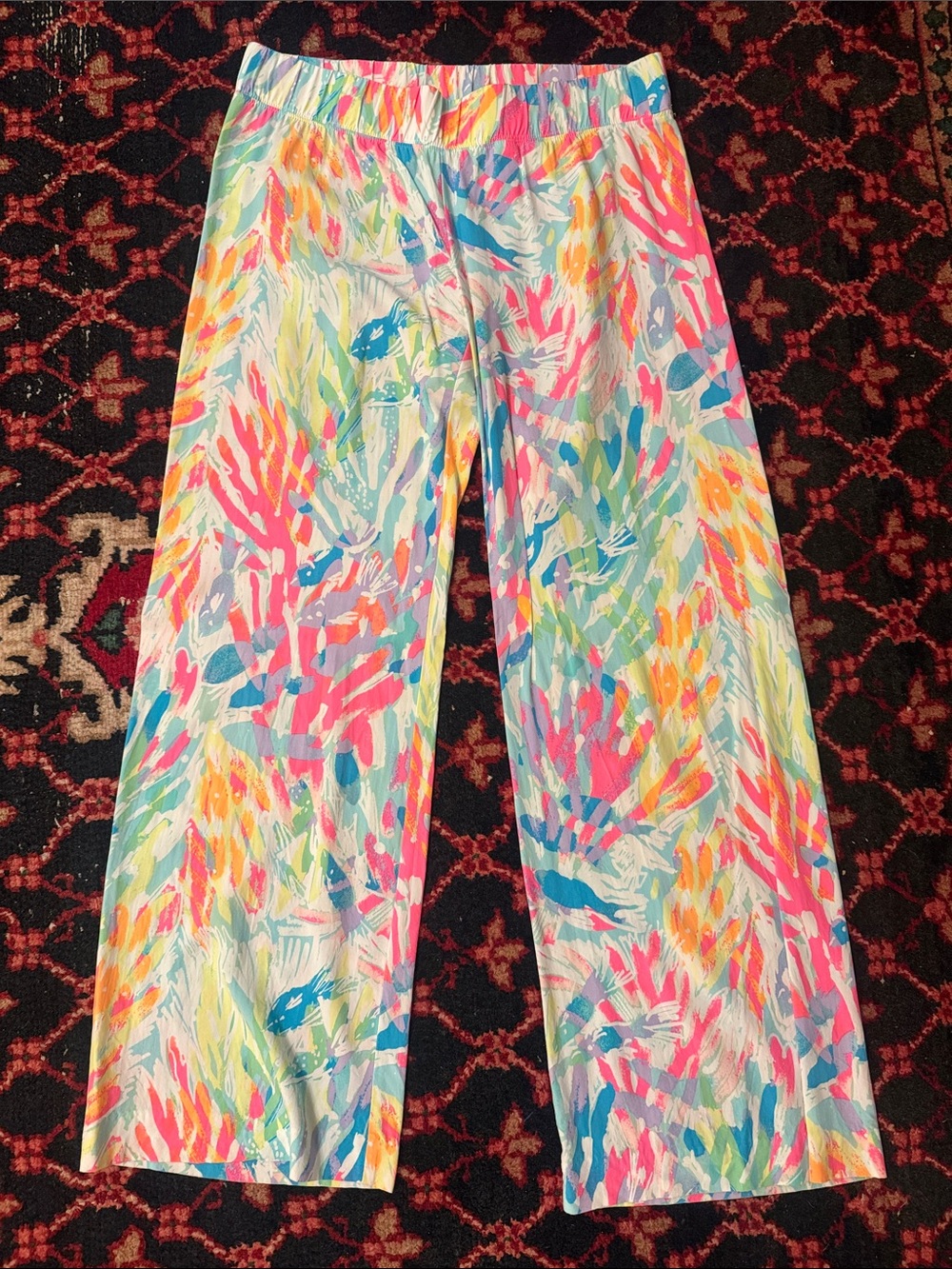Lilly Pulitzer Multicolor Abstract Print Womens Wide-Leg Palazzo Pant